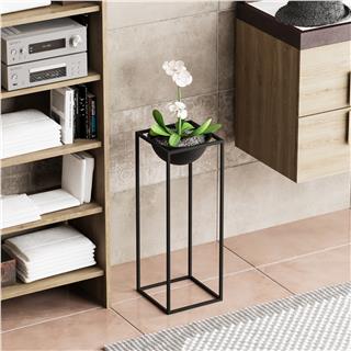 Dekoratif Siyah,Metal Saksılık 60x22x22 cm Modern Ayaklı Siyah Çiçeklik Mumluk Kaktüs Standı,GED-021