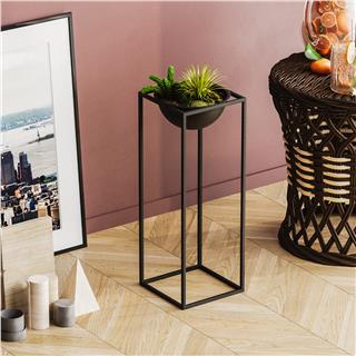 Dekoratif Siyah,Metal Saksılık 60x22x22 cm Modern Ayaklı Siyah Çiçeklik Mumluk Kaktüs Standı,GED-021