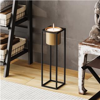 Dekoratif,Metal Saksılık 50x15x15 cm Modern Ayaklı Siyah Çiçeklik Mumluk Kaktüs Standı,GED-023-A