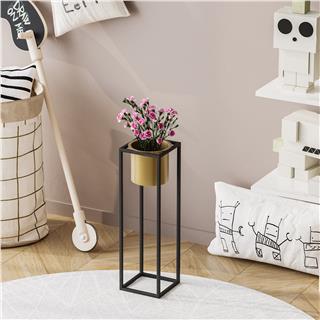 Dekoratif,Metal Saksılık 50x15x15 cm Modern Ayaklı Siyah Çiçeklik Mumluk Kaktüs Standı,GED-023-A