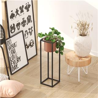 Dekoratif,Metal Saksılık 50x15x15 cm Modern Ayaklı Siyah Çiçeklik Mumluk Kaktüs Standı,GED-023-B