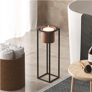 Dekoratif,Metal Saksılık 50x15x15 cm Modern Ayaklı Siyah Çiçeklik Mumluk Kaktüs Standı,GED-023-B