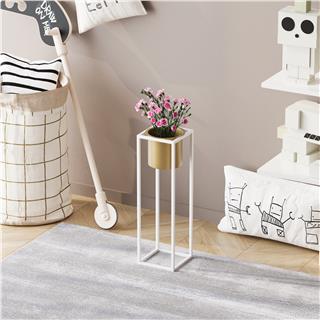 Dekoratif,Metal Saksılık 50x15x15 cm Modern Ayaklı Beyaz Çiçeklik Mumluk Kaktüs Standı,GED-023-C