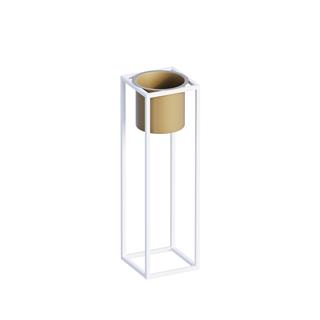 Dekoratif,Metal Saksılık 50x15x15 cm Modern Ayaklı Beyaz Çiçeklik Mumluk Kaktüs Standı,GED-023-C