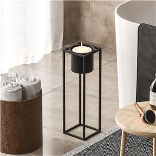 Dekoratif Siyah,Metal Saksılık 50x15x15 cm Modern Ayaklı Siyah Çiçeklik Mumluk Kaktüs Standı,GED-023