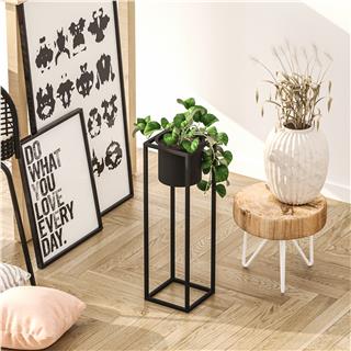 Dekoratif Siyah,Metal Saksılık 50x15x15 cm Modern Ayaklı Siyah Çiçeklik Mumluk Kaktüs Standı,GED-023