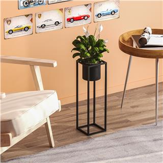 Dekoratif Siyah,Metal Saksılık 50x15x15 cm Modern Ayaklı Siyah Çiçeklik Mumluk Kaktüs Standı,GED-023