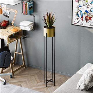 Dekoratif,Metal Saksılık 108x23x23 cm Modern Ayaklı Siyah Çiçeklik Mumluk Kaktüs Standı,GED-024-A