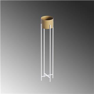 Dekoratif,Metal Saksılık 108x23x23 cm Modern Ayaklı Beyaz Çiçeklik Mumluk Kaktüs Standı,GED-024-C