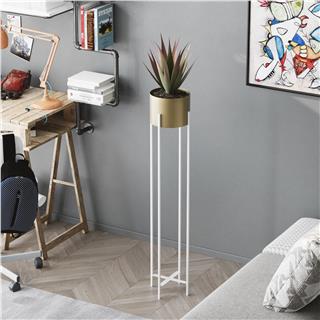 Dekoratif,Metal Saksılık 108x23x23 cm Modern Ayaklı Beyaz Çiçeklik Mumluk Kaktüs Standı,GED-024-C