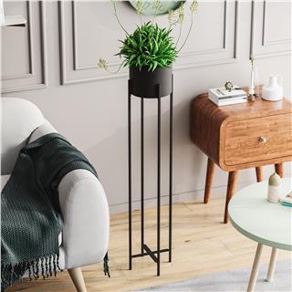 Dekoratif,Metal Saksılık 108x23x23 cm Modern Ayaklı Siyah Çiçeklik Mumluk Kaktüs Standı,GED-024