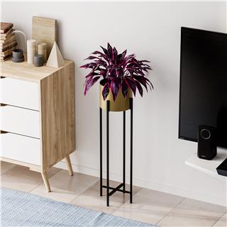 Dekoratif,Metal Saksılık 78x23x23 cm Modern Ayaklı Siyah Çiçeklik Mumluk Kaktüs Standı,GED-025-A