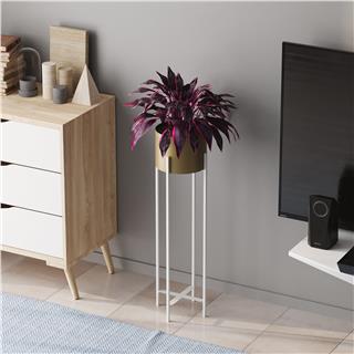 Dekoratif,Metal Saksılık 78x23x23 cm Modern Ayaklı Beyaz Çiçeklik Mumluk Kaktüs Standı,GED-025-C