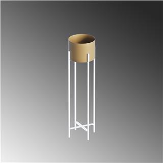 Dekoratif,Metal Saksılık 78x23x23 cm Modern Ayaklı Beyaz Çiçeklik Mumluk Kaktüs Standı,GED-025-C