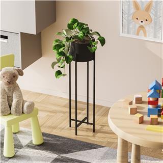 Dekoratif Siyah,Metal Saksılık 78x23x23 cm Modern Ayaklı Siyah Çiçeklik Mumluk Kaktüs Standı,GED-025