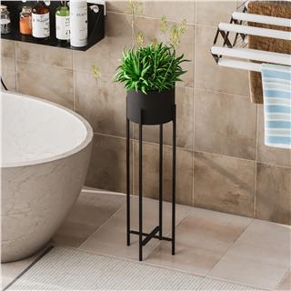 Dekoratif Siyah,Metal Saksılık 78x23x23 cm Modern Ayaklı Siyah Çiçeklik Mumluk Kaktüs Standı,GED-025