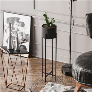 Dekoratif Siyah,Metal Saksılık 78x23x23 cm Modern Ayaklı Siyah Çiçeklik Mumluk Kaktüs Standı,GED-025