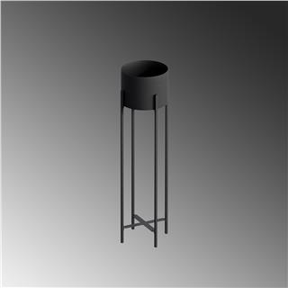 Dekoratif Siyah,Metal Saksılık 78x23x23 cm Modern Ayaklı Siyah Çiçeklik Mumluk Kaktüs Standı,GED-025