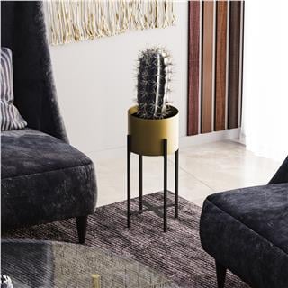 Dekoratif,Metal Saksılık 48x23x23 cm Modern Ayaklı Siyah Çiçeklik Mumluk Kaktüs Standı,GED-026-A