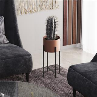 Dekoratif,Metal Saksılık 48x23x23 cm Modern Ayaklı Siyah Çiçeklik Mumluk Kaktüs Standı,GED-026-B