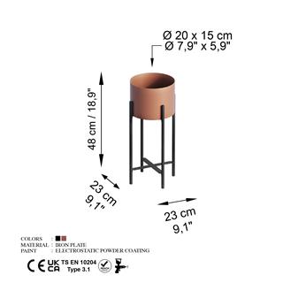 Dekoratif,Metal Saksılık 48x23x23 cm Modern Ayaklı Siyah Çiçeklik Mumluk Kaktüs Standı,GED-026-B