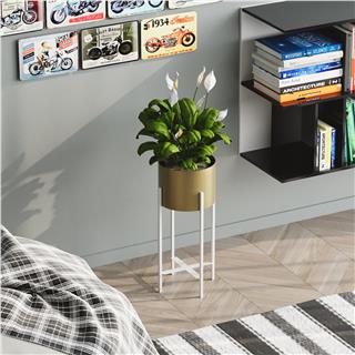 Dekoratif,Metal Saksılık 48x23x23 cm Modern Ayaklı Beyaz Çiçeklik Mumluk Kaktüs Standı,GED-026-C