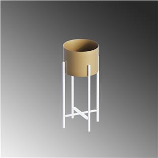 Dekoratif,Metal Saksılık 48x23x23 cm Modern Ayaklı Beyaz Çiçeklik Mumluk Kaktüs Standı,GED-026-C