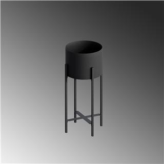Dekoratif Siyah,Metal Saksılık 48x23x23 cm Modern Ayaklı Siyah Çiçeklik Mumluk Kaktüs Standı,GED-026