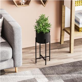 Dekoratif Siyah,Metal Saksılık 48x23x23 cm Modern Ayaklı Siyah Çiçeklik Mumluk Kaktüs Standı,GED-026