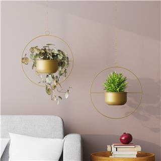 Dekoratif Metal Saksılık,Askılı Ayarlanabilir Yuvarlak Sarkıt Modern Kaktüs Çiçeklik,GED-027-A
