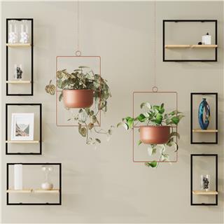 Dekoratif Metal Saksılık,Askılı Ayarlanabilir Dikdörtgen Sarkıt Modern Kaktüs Çiçeklik,GED-028-B