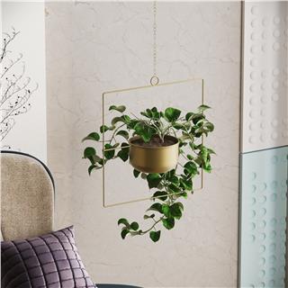 Dekoratif Metal Saksılık,Askılı Ayarlanabilir Kare Sarkıt Modern Kaktüs Çiçeklik,GED-029-A