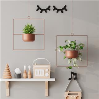 Dekoratif Metal Saksılık,Askılı Ayarlanabilir Kare Sarkıt Modern Kaktüs Çiçeklik,GED-029-B