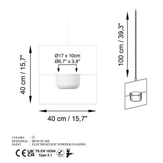 Dekoratif Metal Saksılık,Askılı Ayarlanabilir Kare Sarkıt Modern Kaktüs Çiçeklik,GED-029-C