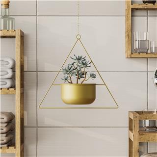 Dekoratif Metal Saksılık,Askılı Ayarlanabilir Üçgen Sarkıt Modern Kaktüs Çiçeklik,GED-030-A