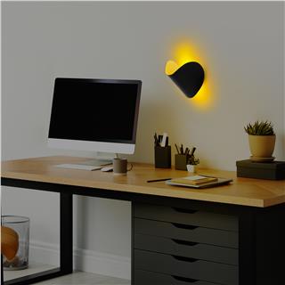 Modern Ledli Aplik Pütürlü Siyah Ambiyans Tekli Duvar Led Aydınlatma, 3000K Sarı Işık HEYBE-13623