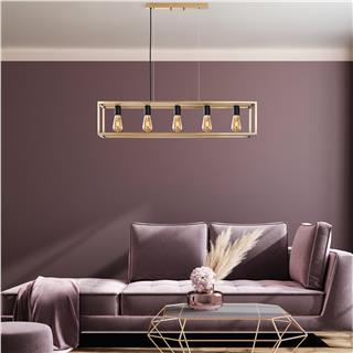 Rustik 5Li Avize Parlak Gold Kafes-13749