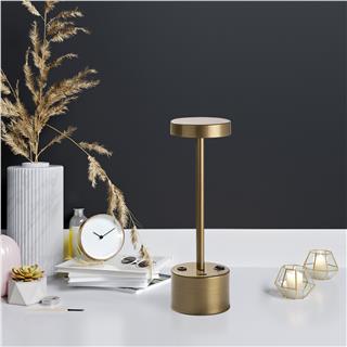 LedLi Şarjlı Masa Lambası Parlak Gold Keyf-13393