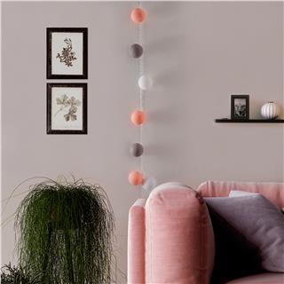Polyester İp 20Li Süsleme Işıkları Gri Pembe Beyaz | Krt-004