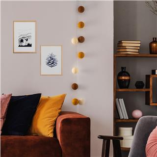 Polyester İp 20Li Süsleme Işıkları Kahverengi Hardal Bej Krt-005