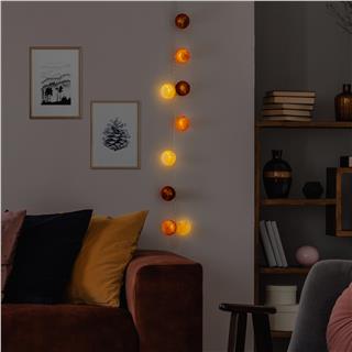 Polyester İp 20Li Süsleme Işıkları Kahverengi Hardal Bej Krt-005