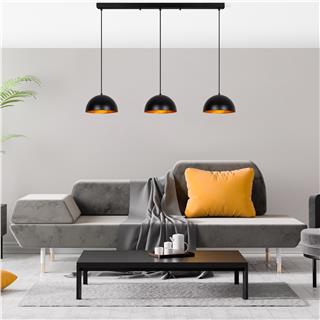 Metal Sıvama 3Lü Sıralı Sarkıt Parlak Siyah Gold Kure-30-Mr-721-3