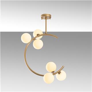 Camlı 6Lı Plafonyer Parlak Gold Lumınar-14126
