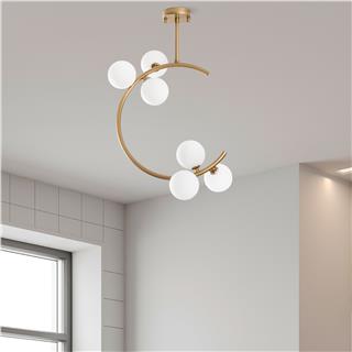 Camlı 6Lı Plafonyer Parlak Gold Lumınar-14126