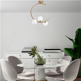Camlı 3Lü Plafonyer Parlak Gold Lumınar-14136