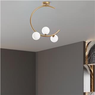 Camlı 3Lü Plafonyer Parlak Gold Lumınar-14136