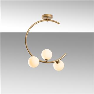 Camlı 3Lü Plafonyer Parlak Gold Lumınar-14136