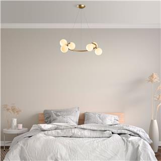 Camlı 6Lı Avize Parlak Gold Lumınar-14146