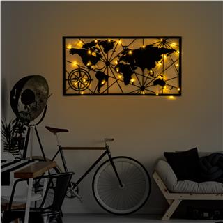 Metal Duvar Dekorları Pütürlü Siyah Metal-452-Led