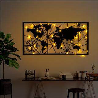 Metal Duvar Dekorları Pütürlü Siyah Metal-452-Led
